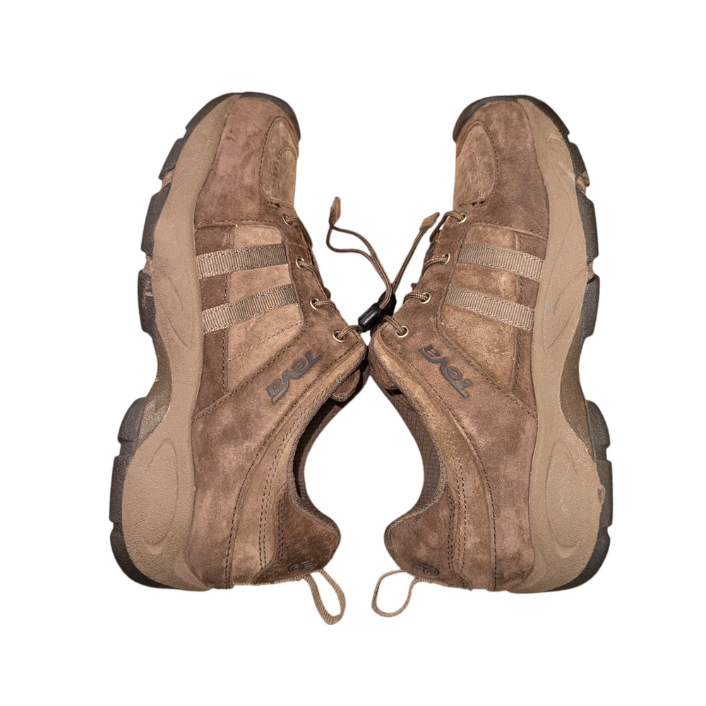 Teva 6050 Hiking Shoes Womens 4.5 Sneakers Brown Suede Bungee Lace Low Top Trail